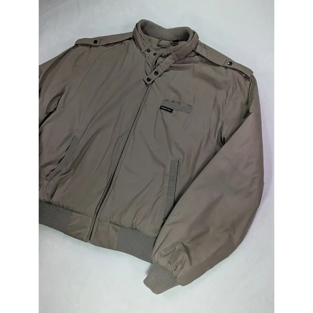 VTG 80s Members Only Iconic Racer Jacket Mens 46 XL Quilted Insulated Beige